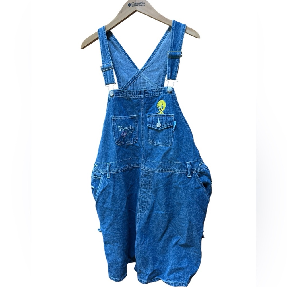 Vintage Looney Tunes Tweety Bird Denim Overall Shorts
